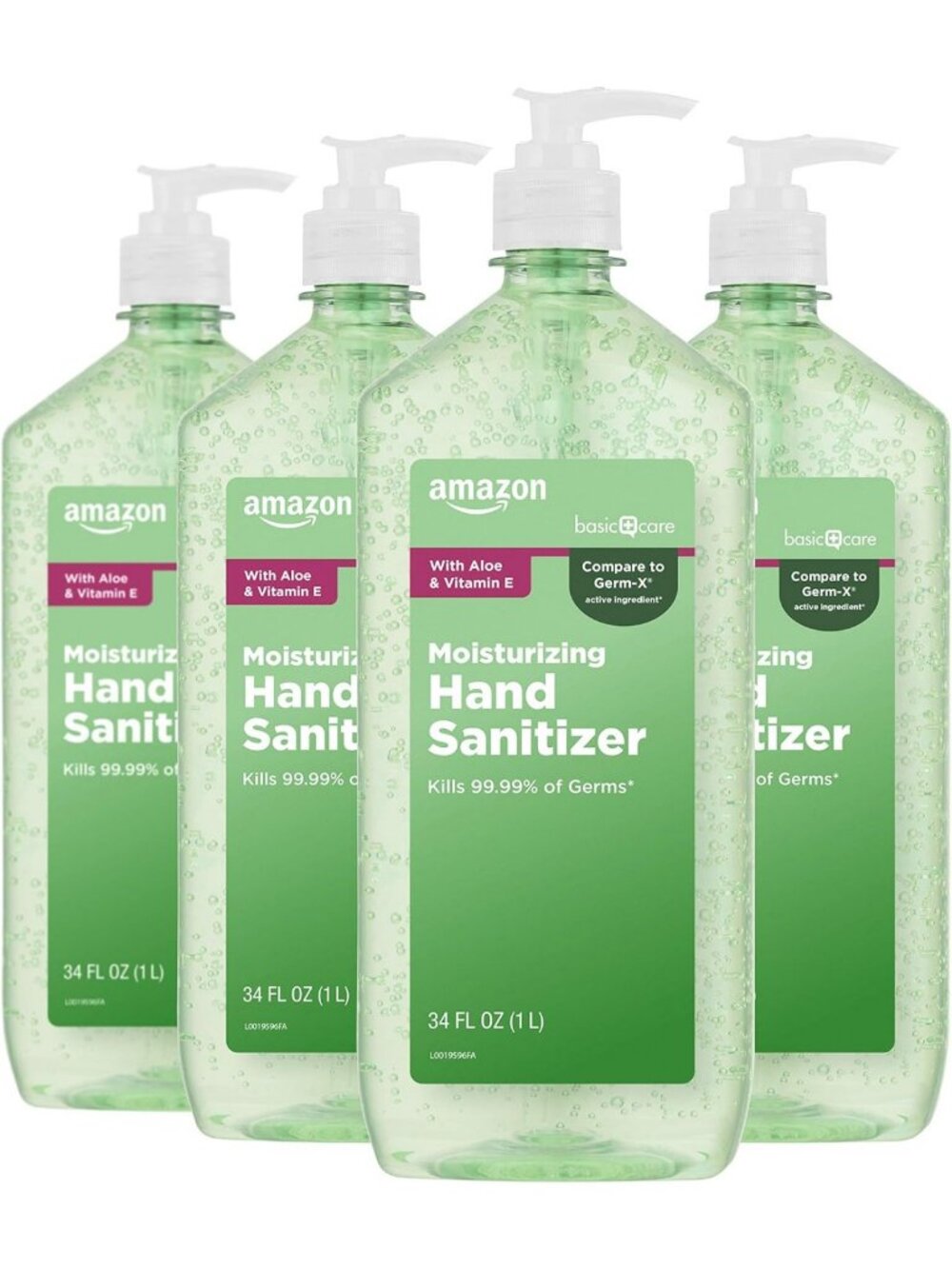 Aloe Vera Hand Sanitizer with Vitamin E, 62% Alcohol, 34 fl oz, 4-Pack
